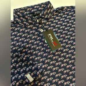 RLX Ralph Lauren Performance Mens Size Medium Car Print Golf Polo Shirt NEW $115